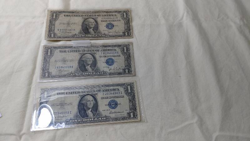 Lot of 3 - 1935C, 1935C, 1935F Dollar Silver Certificates