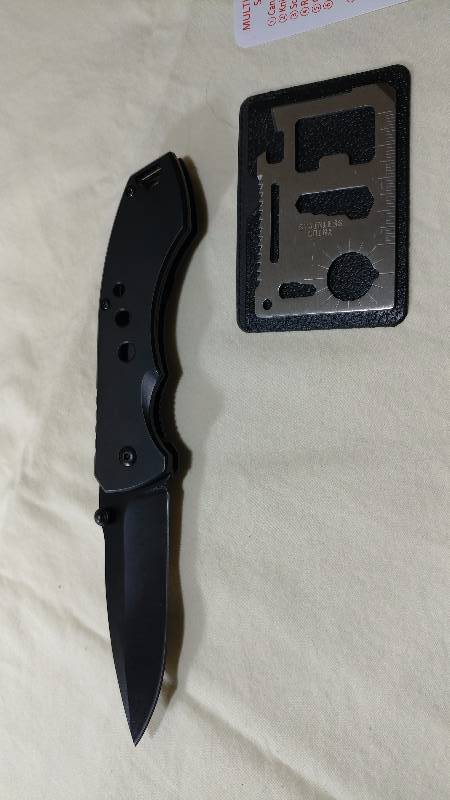 Spring-Assisted Folding Knife with a Wallet Multi-Tool