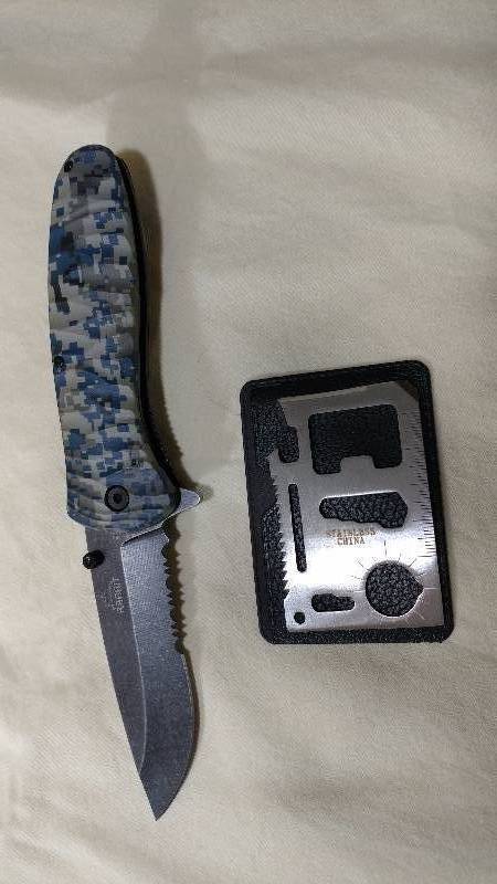 Spring-Assisted Folding Knife with a Wallet Multi-Tool