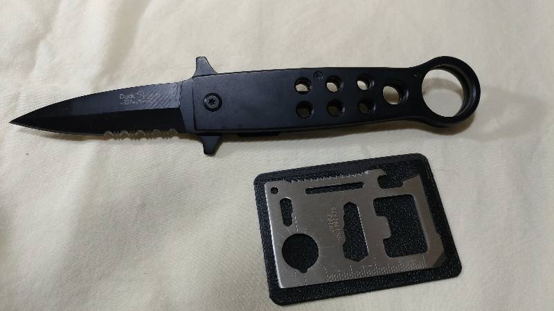 Spring-Assisted Folding Knife with a Wallet Multi-Tool