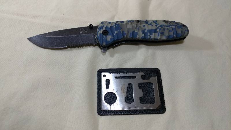 Spring-Assisted Folding Knife with a Wallet Multi-Tool