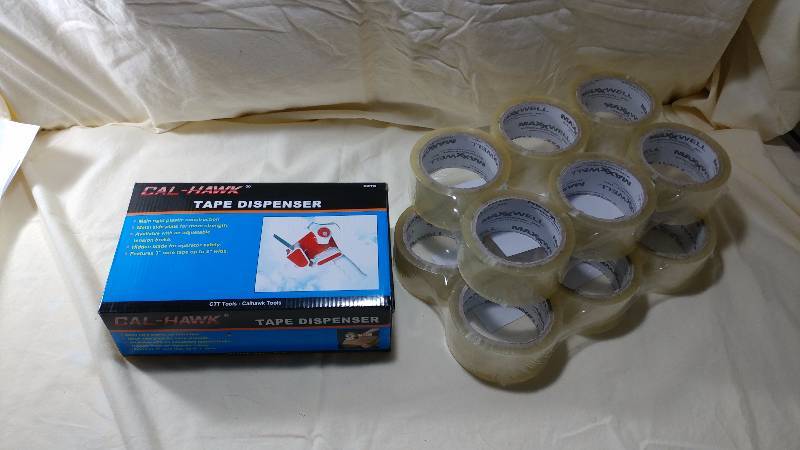 Tape Dispenser and 12 Rolls of Tape