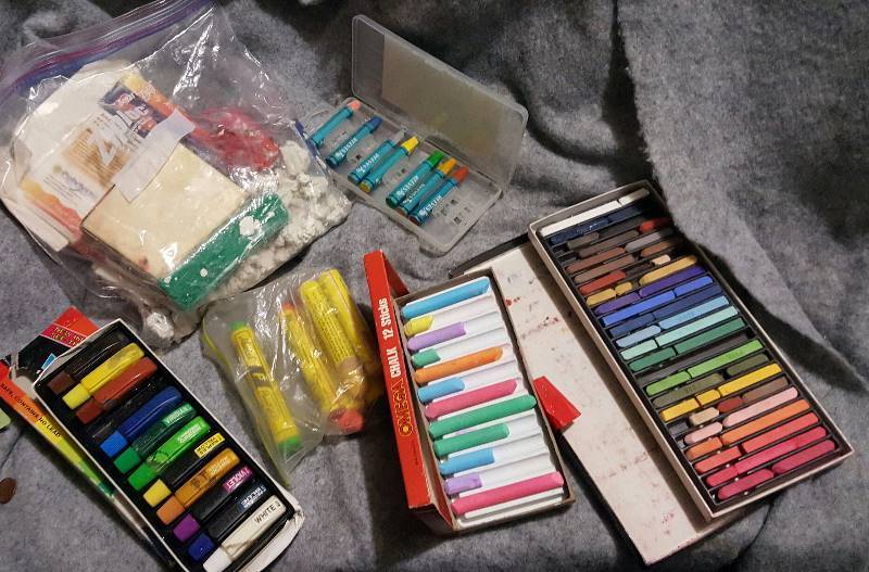 Lot of clay, paint, chalk and more