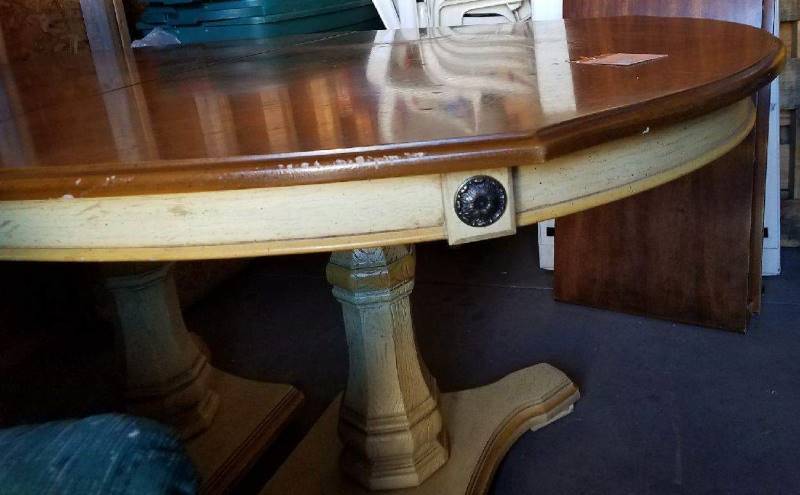 Vintage Solid Wood Table with two extensions & Five chairs