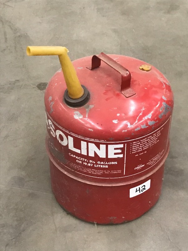 lot 42 image: 5.25-Gallon Steel Gas Can With Pour...