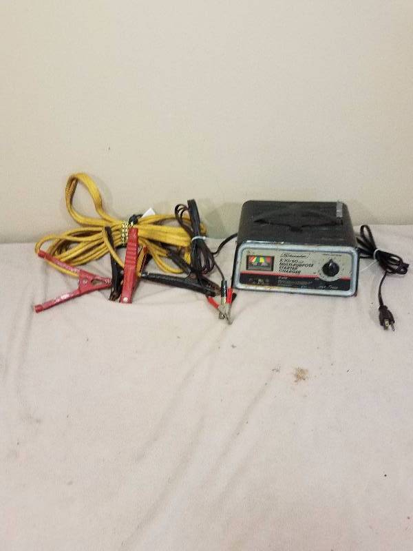 lot 44 image: Battery Charger and Jumper Cables