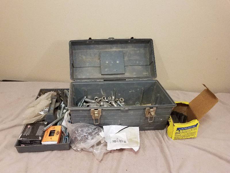 lot 92 image: Tool Box Filled with bolt and misc. hardware