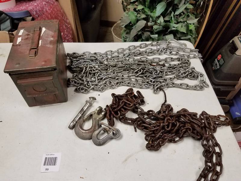 lot 99 image: Military Ammo Box filled with two Chains