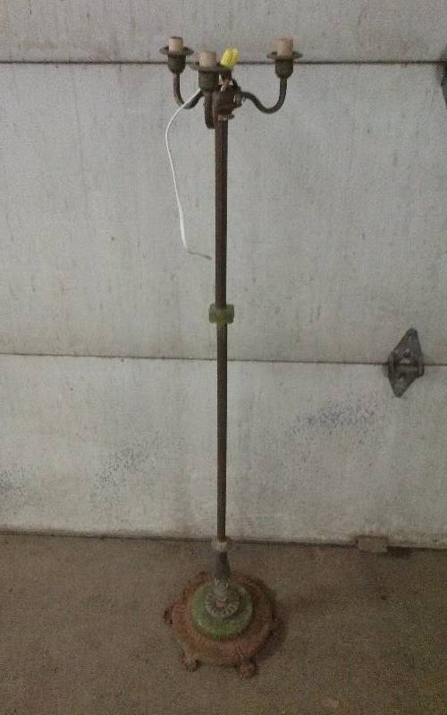 Vintage Metal & Green Stoned Base Floor Lamp