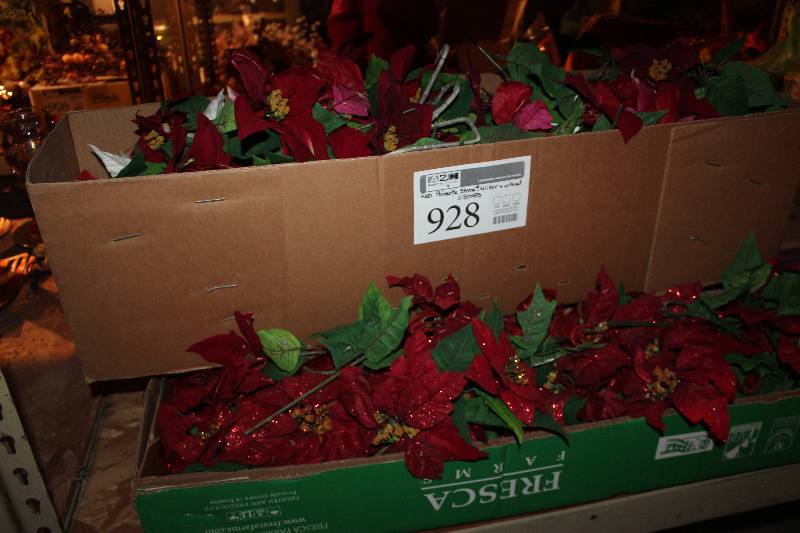 lot 928 image: Lot of (3) Boxes of Red Poinsettia Stems