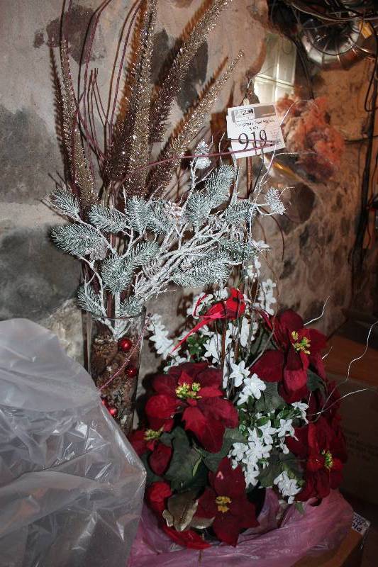 lot 919 image: Lot of (3) Christmas Floral Arrangements
