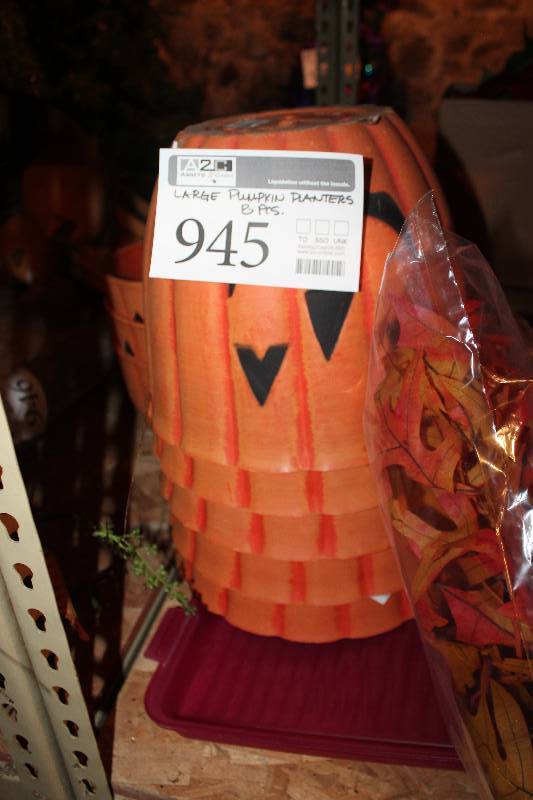 lot 945 image: Lot of (8) Large Pumpkin Planters