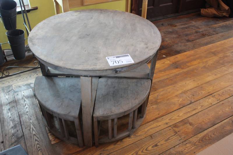 lot 705 image: 5-Piece Round Table w Quarter-Round Hide-a-way Chairs