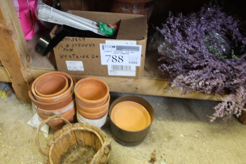 lot 788 image: Wreath Hangers, Clay Pots, Assorted Wreaths