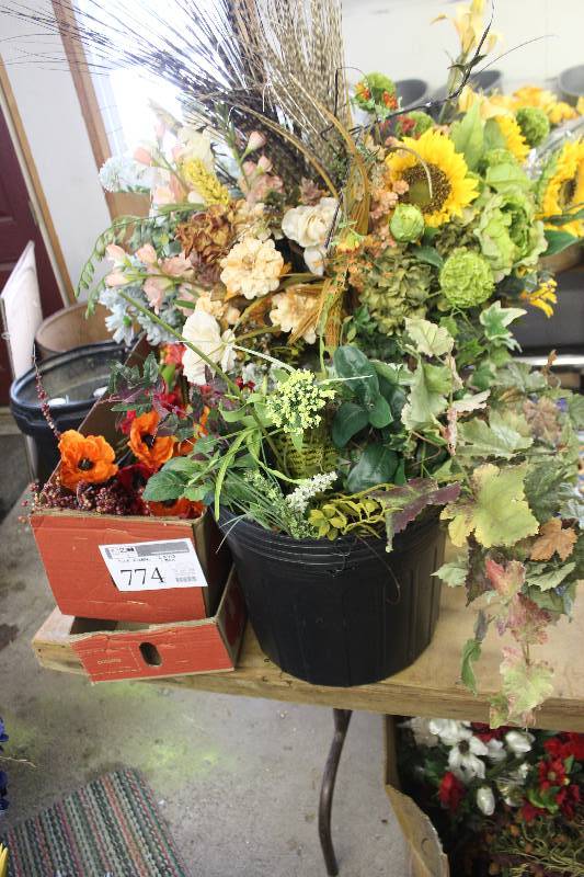 lot 774 image: Silk Flowers, 2-Bins, 1-Box