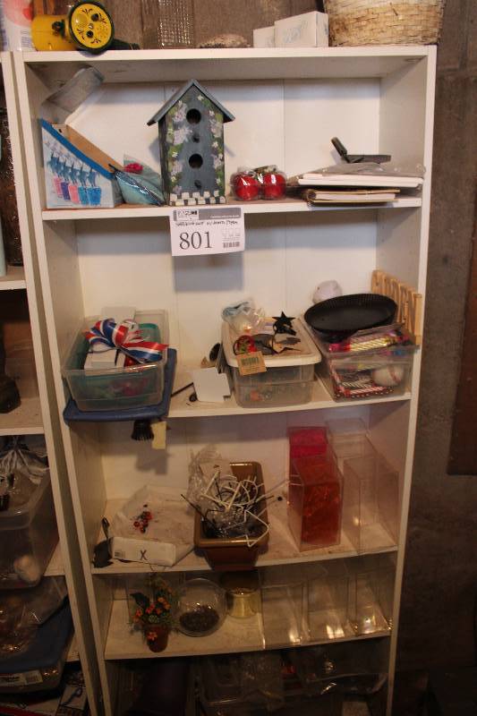 lot 801 image: Shelving Unit w Assorted Items