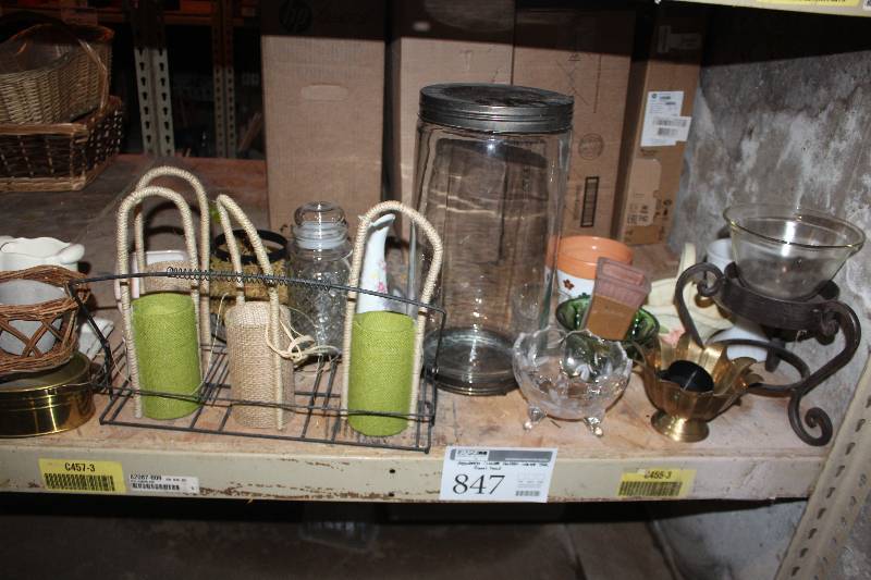 lot 847 image: Assorted Flower Holders, Large Jar, Floral Bowl