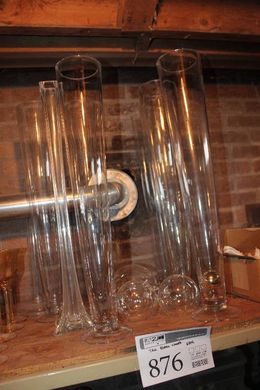 lot 876 image: Lot of (8) Tall Glass Vases