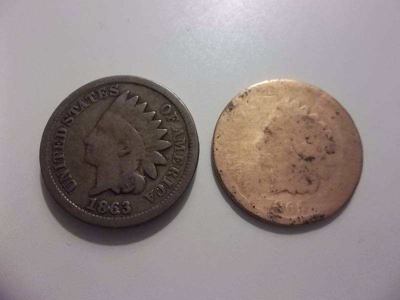 1863 Indian Head Bronze 1865 Copper Cents