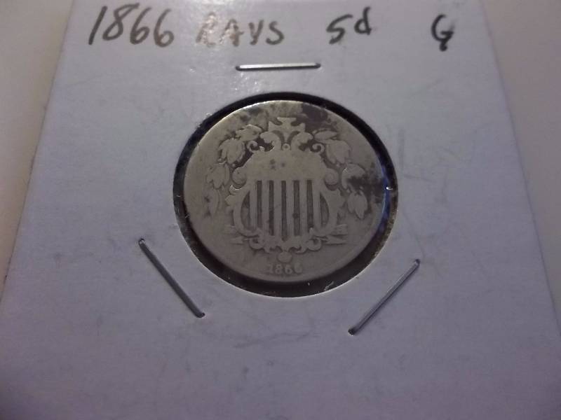 1866 Shield Nickel With Rays