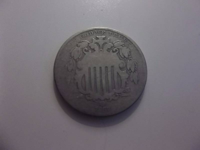 1867 Shield Nickel No Rays
