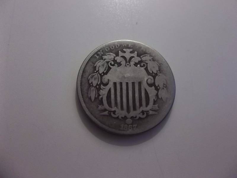 1867 Shield Nickel With Rays