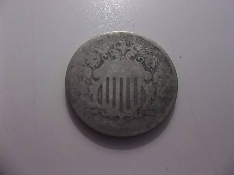 1867 Shield Nickel No Rays