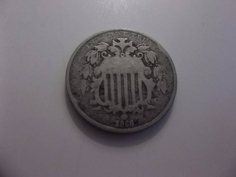 1868 Shield Nickel In XF (Value $62.00 Average Grey Sheets)