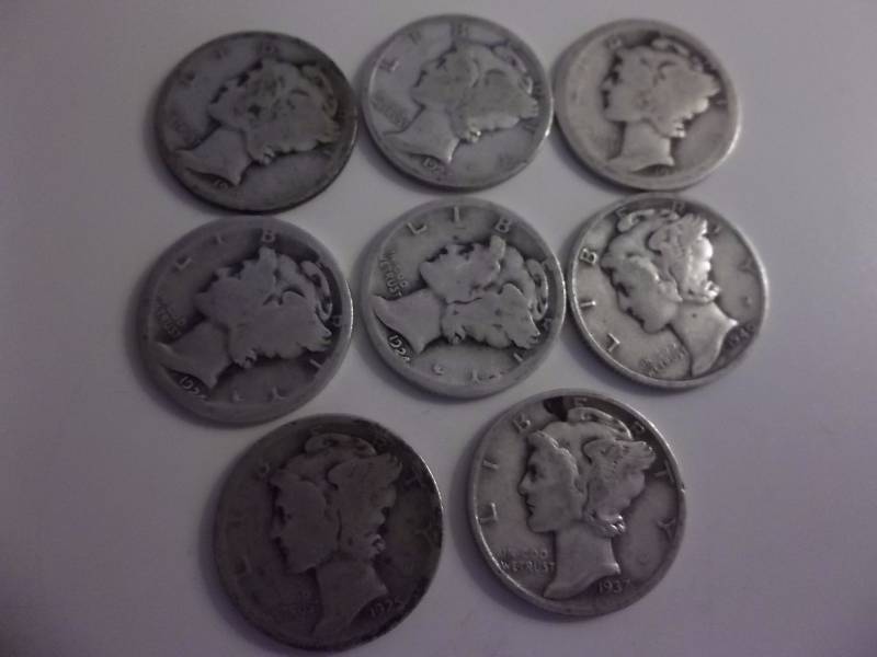 Set Of Mercury Dimes Teens, Twenties, Thirties, Forties-8 Total