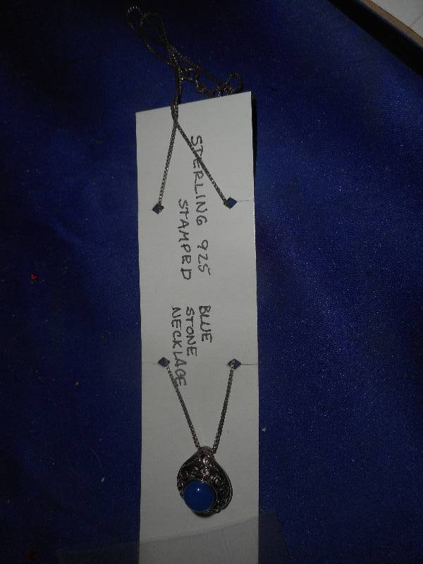 STERLING SILVER NECKLACE WITH BLUE STONE