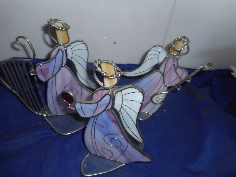 3 STAINED GLASS ANGELS