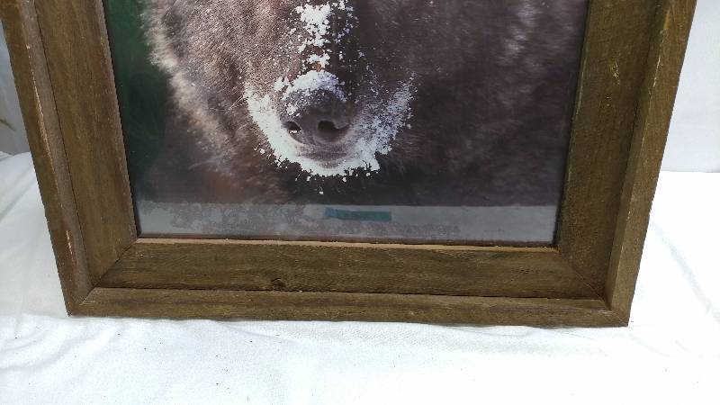 lot 68 image: Print of Black Wolf in Handmade Frame