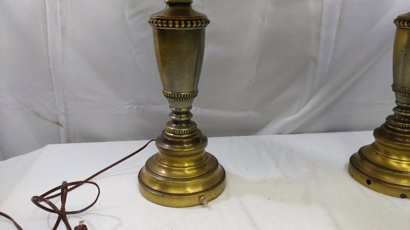 lot 118 image: Brass Lamps with Shades