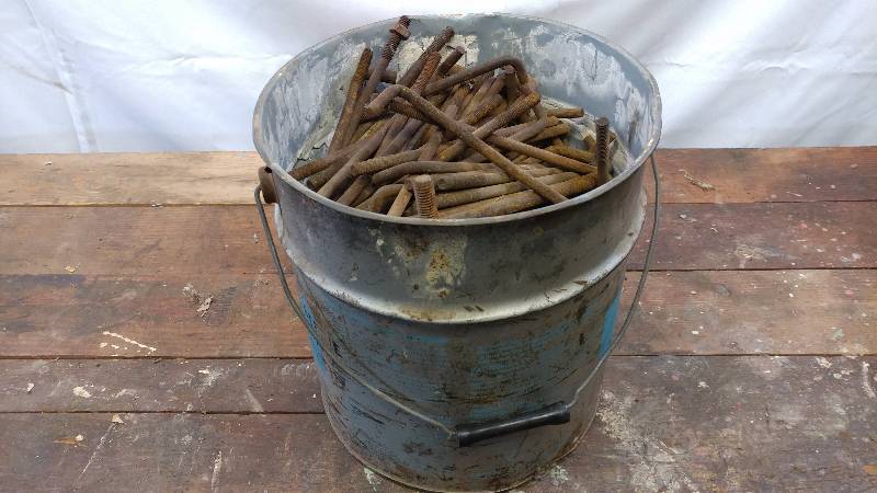 lot 30 image: Bucket of Anchor Bolts