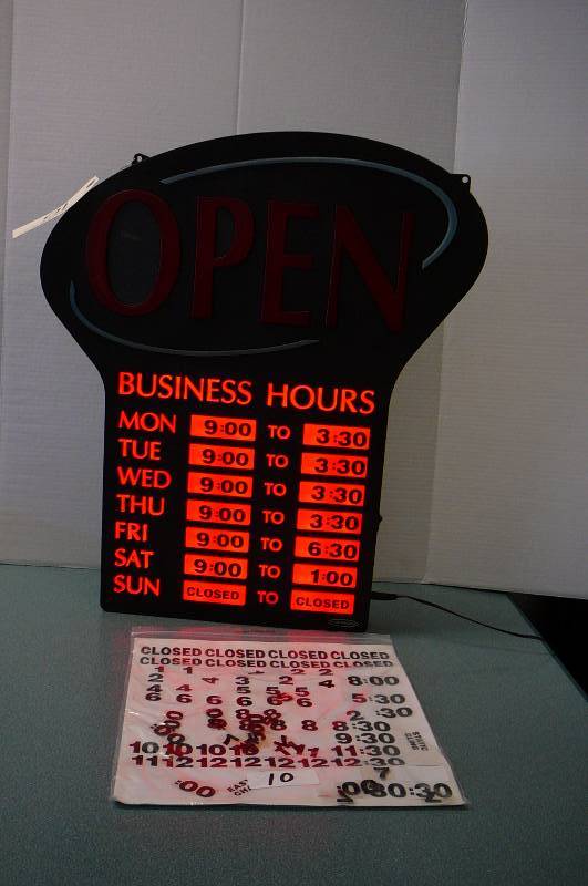 Lighted Open Sign with numbers