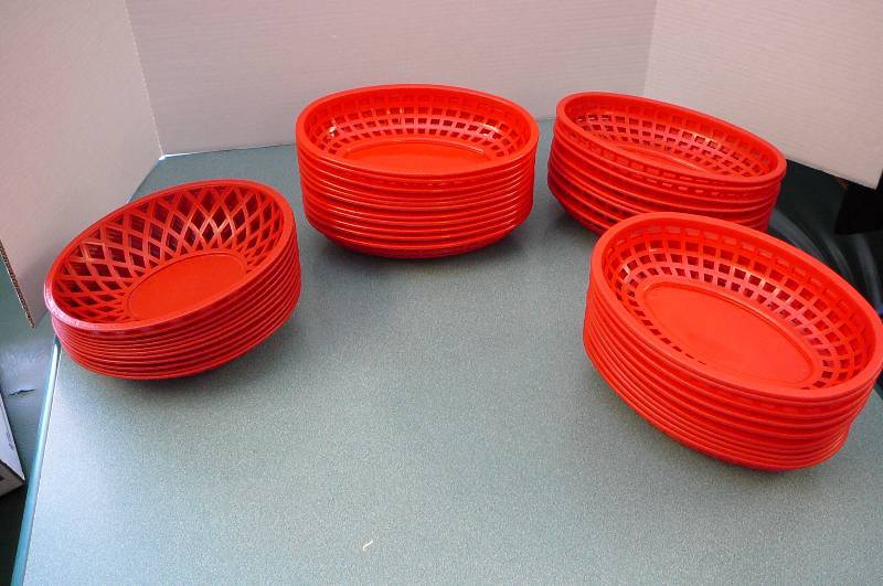 Plastic Red Serving Baskets