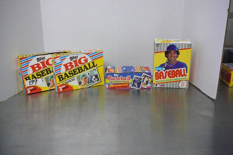 Topps Baseball 1989 Yearbook Stickers, 2 boxes Big Baseball, 3rd Series 1988, Fleer Baseball 1989 some opened boxes