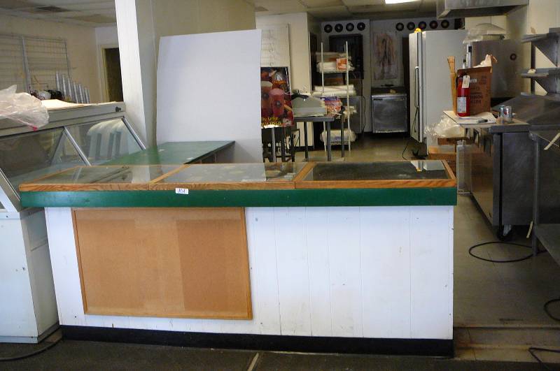L Shaped Glass Counter with Coffee Bean 1-L is 7 Long 34 34 high 1-L is 79 12 Long 33 34 High both are 23 wide