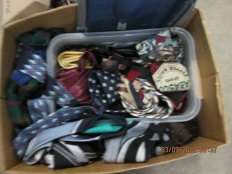 lot 49 image: box of ties, shoe polish and a smal...