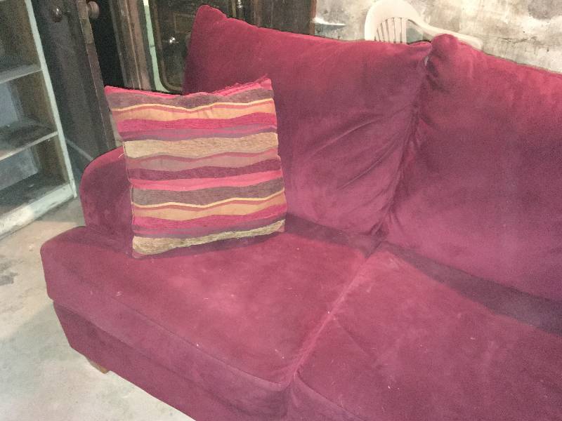 Maroon Sofa with Pillows