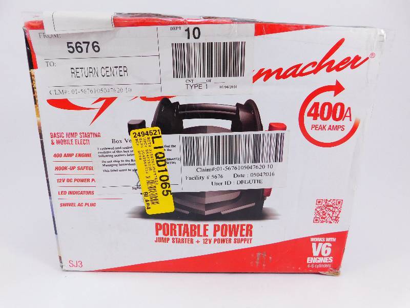 lot 9 image: Schumacher Portable Power Jump Starter - 400 Peak Amps