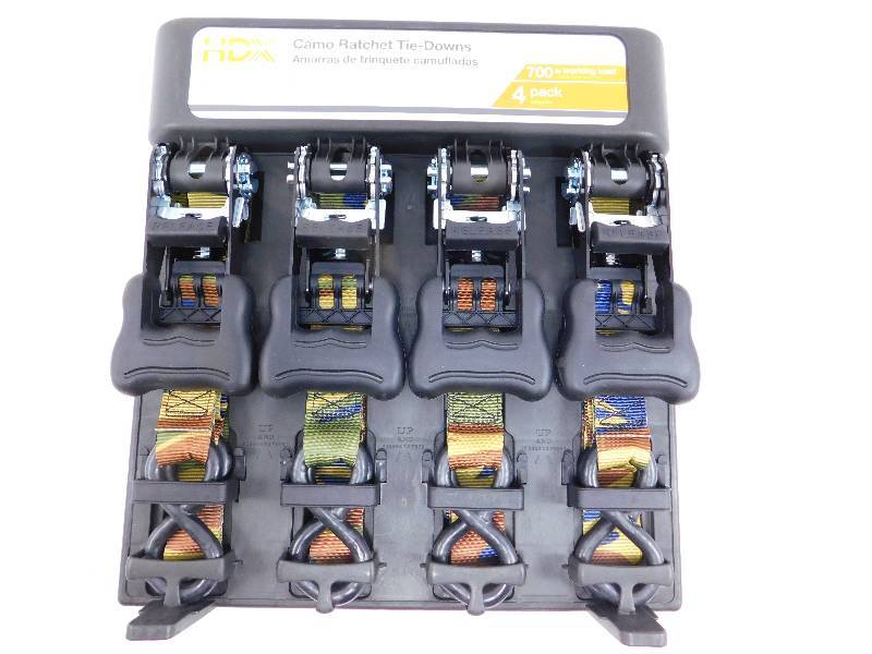 lot 14 image: New 4 Pack - 1  x 16 Camo Ratchet Tie-Downs