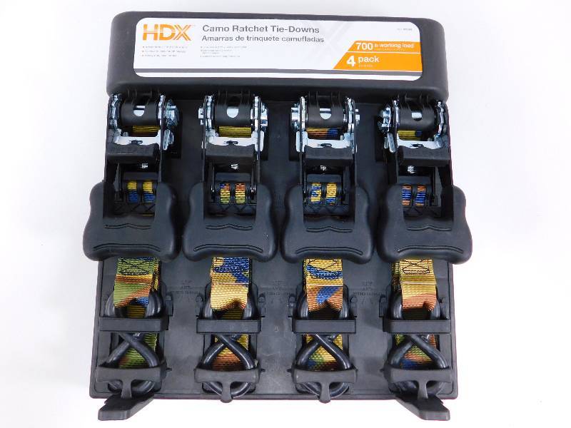 lot 15 image: New 4 Pack - 1  x 16 Camo Ratchet Tie-Downs