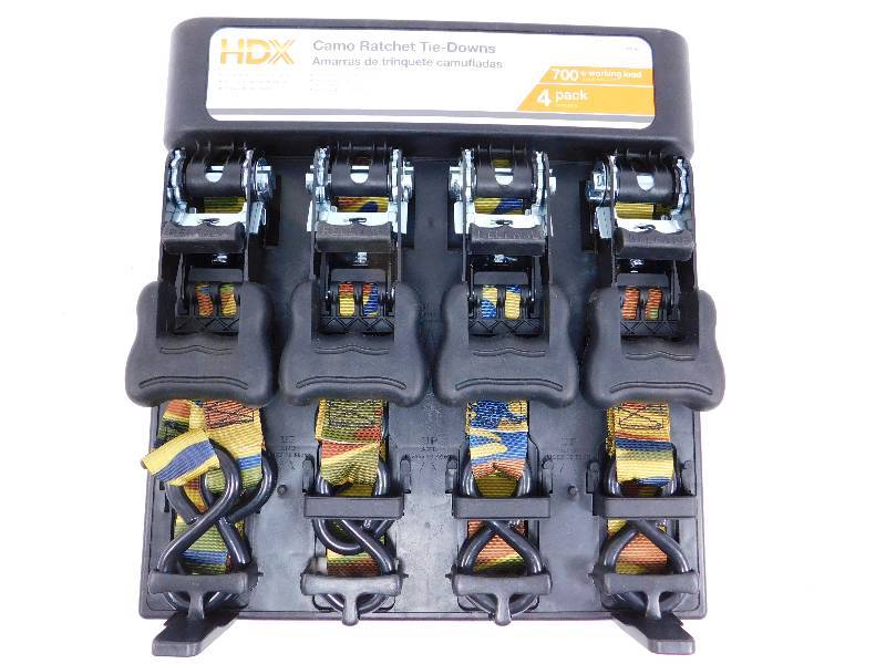 lot 16 image: New 4 Pack - 1  x 16 Camo Ratchet Tie-Downs