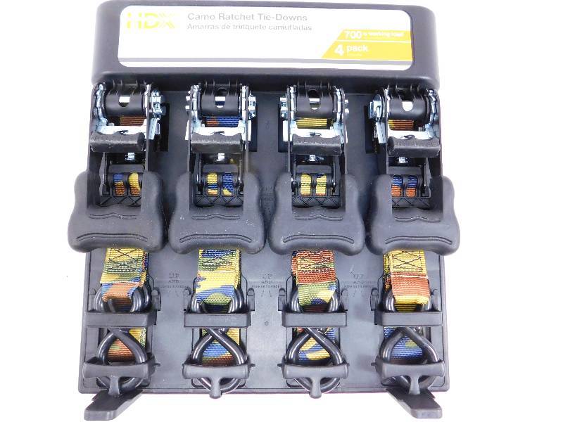 lot 17 image: New 4 Pack - 1  x 16 Camo Ratchet Tie-Downs