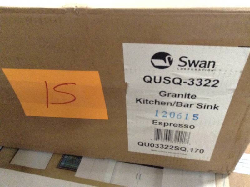 Swan Undermount Granite 21 in. Double Bowl Kitchen Sink in Espresso Never Used