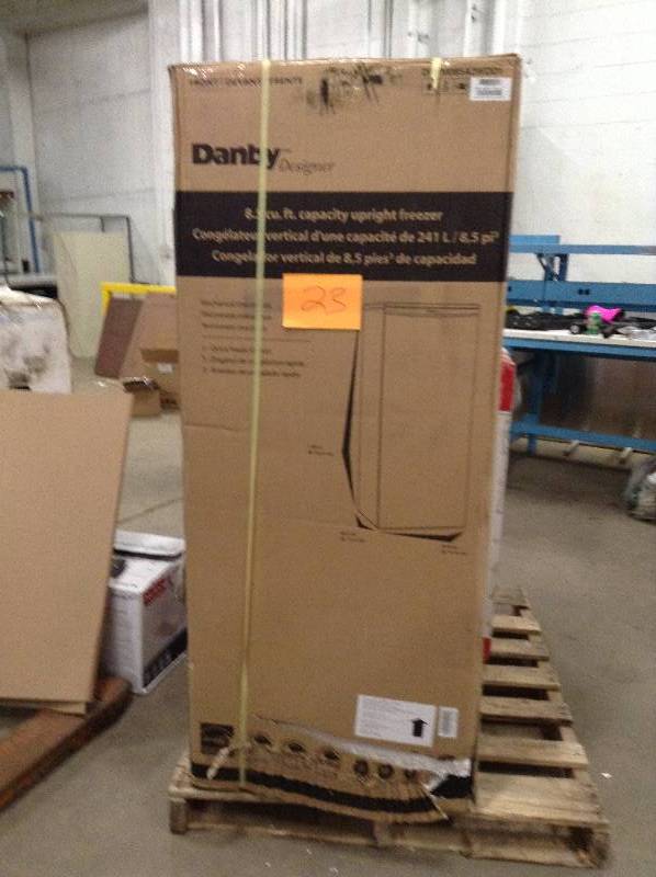 Danby 8.5 cu. ft. Upright Freezer in White New Retails for $434 Measures 24 in. W x 25-23 in. D x 58-45 in. H Model DUFM085A2WDD1