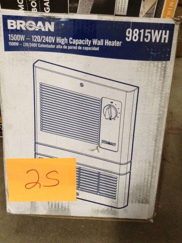 Broan 11-916 in. 1500-Watt High Capacity Fan-Forced Wall Heater Never used