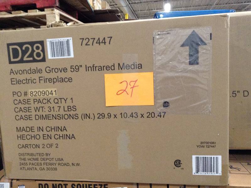 Home Decorators Avondale Grove 59 in. Media Console Infrared Electric Fireplace in Espresso Retails for $399