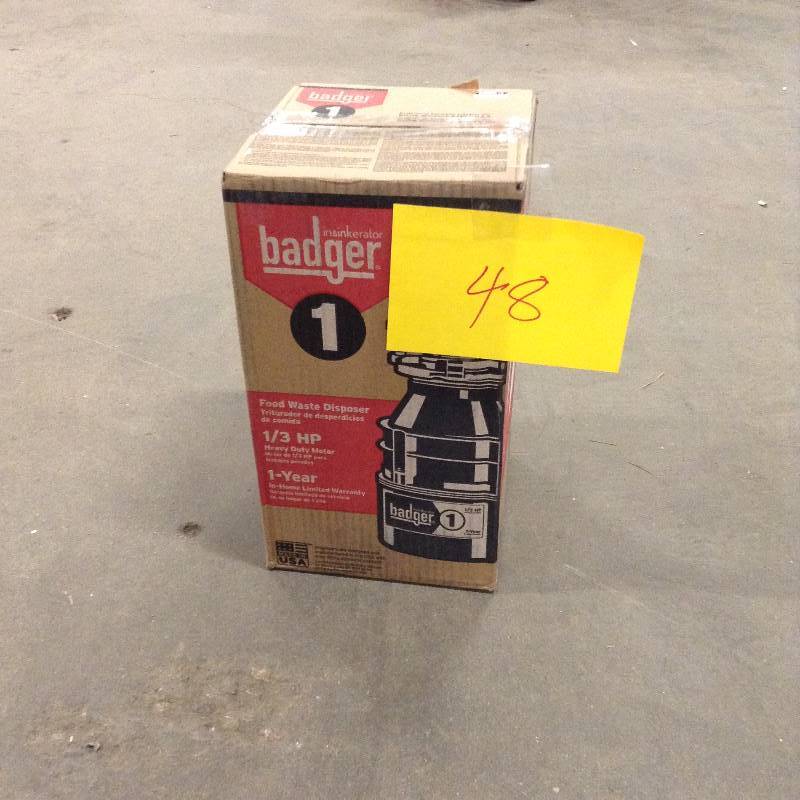 InSinkerator Badger 1, 13 HP Jousehold Food Waste Disposer not used